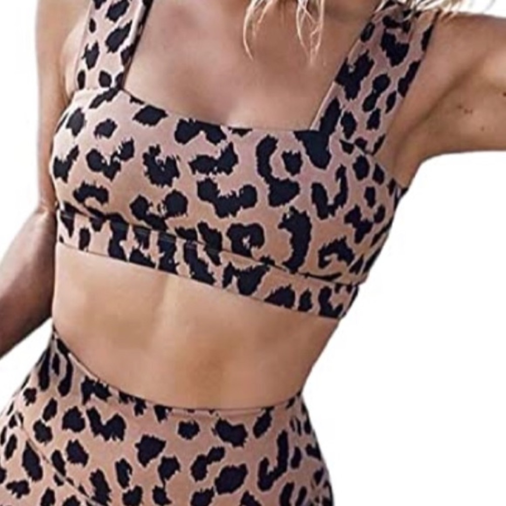 NWT leopard print workout bra and pants